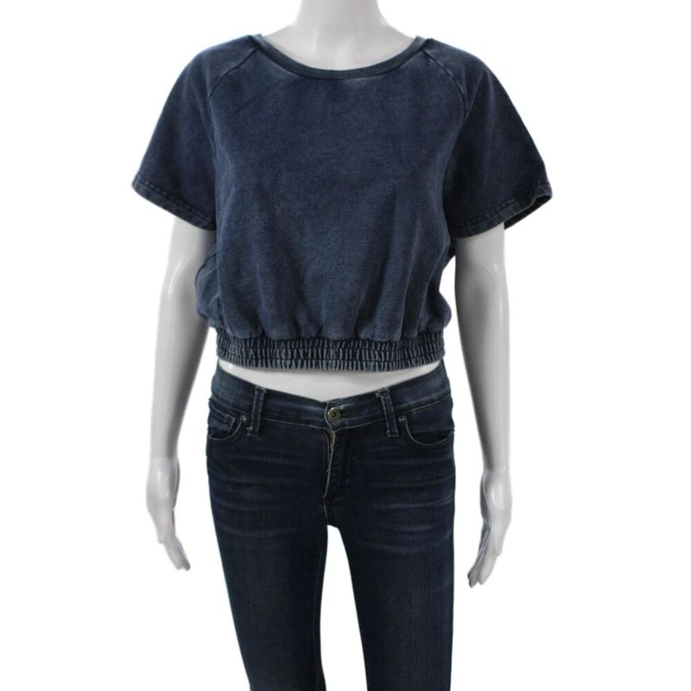 BB Dakota x Steve Madden Women Cropped Dark Blue Short Sleeve T Shirt Size M